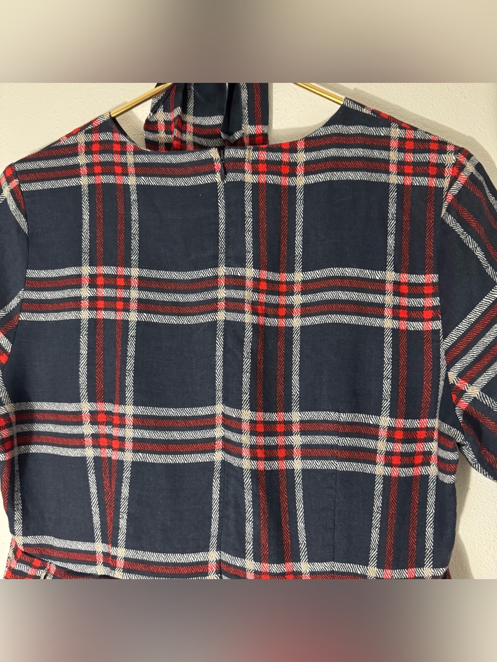 Dainty Jewells Highland Plaid dress with scalloped lace trim and belt size L - Picture 9 of 16